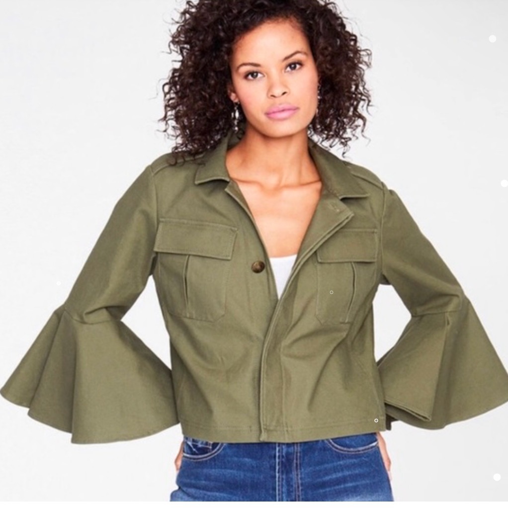 Rachel Ray, Nwt Olive Green Bell Sleeve Women's Jacket Size 2